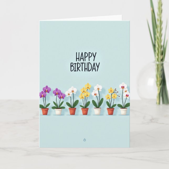 Joyful Orchid Birthday Card (Front)