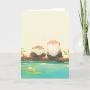 Joyful Otter Duo by the Water Card