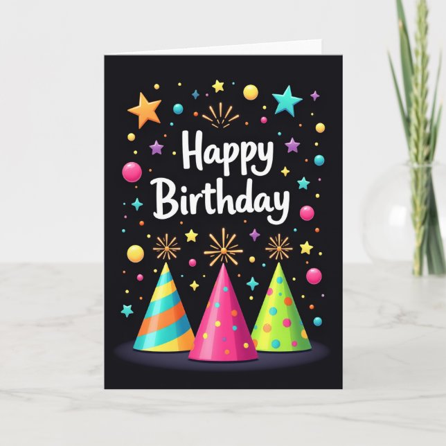 Joyful Party Hat Card (Front)