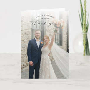 Joyful Pastel Elegant Photo Thank You Card