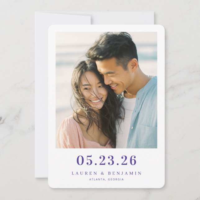 Joyful Pastel Romantic Photo Save The Date (Front)