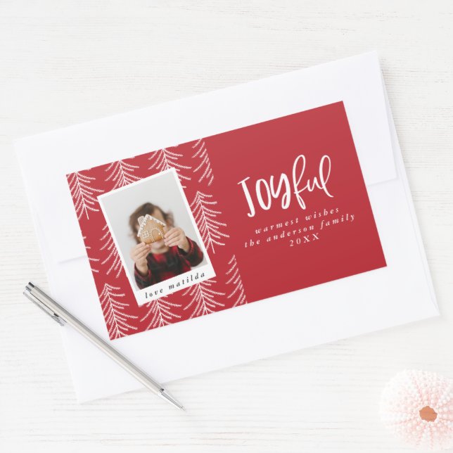 Joyful photo and Christmas tree holiday favour Sticker (Envelope)