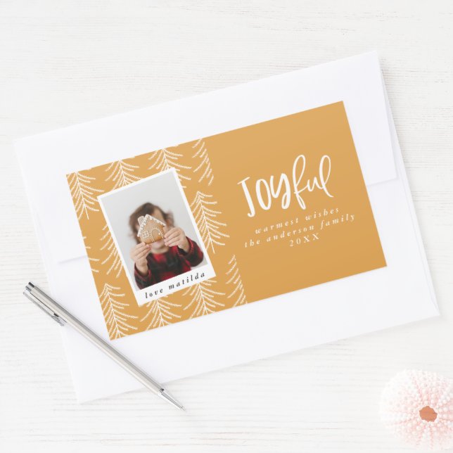Joyful photo and Christmas tree holiday favour Sticker (Envelope)