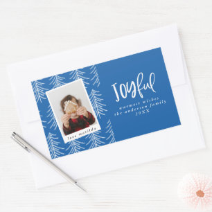 Joyful photo and Christmas tree holiday favour Sticker