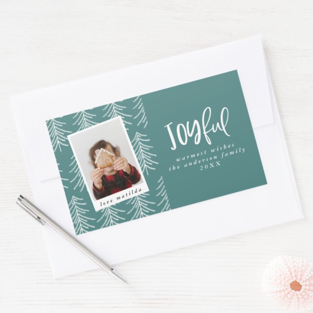 Joyful photo and Christmas tree holiday favour Sticker (Envelope)