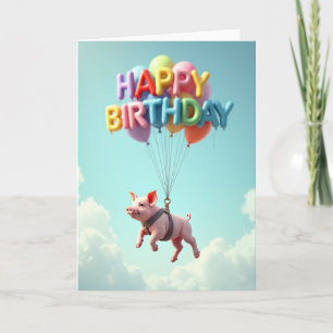 Joyful Piglet Balloons Card