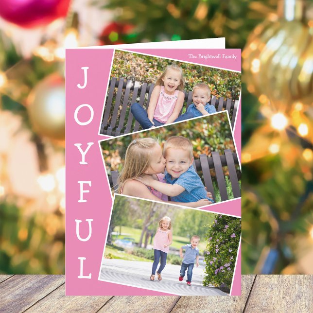 Joyful Pink Enfants Photo mignonne Plier Carte de  (Créateur téléchargé)