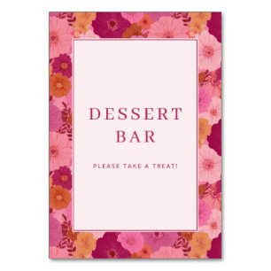 Joyful Pink Floral Dessert Bar Sign Table Number