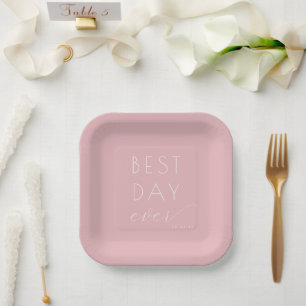 Joyful Pink Minimalist Wedding Plates