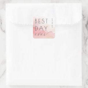 Joyful Pink Watercolor Wedding Sticker