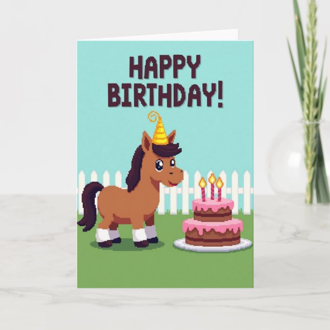 Joyful Pixel Horse Card (Front)