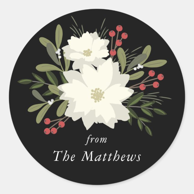 Joyful Poinsettia - Christmas Stickerl Classic Round Sticker (Front)