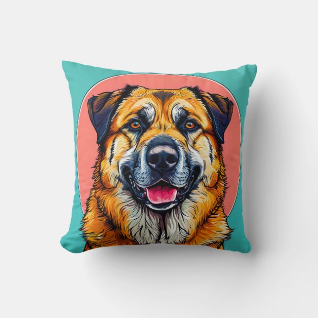 🐾 Joyful Pup Pop Art Decorative 🐾 Throw Pillow (Front)