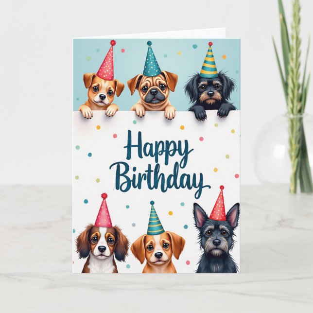 Joyful Pups Party Card (Front)
