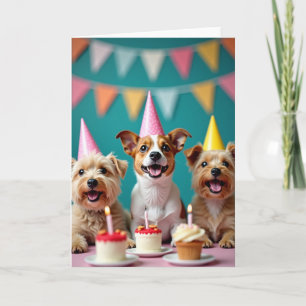 Joyful Pups Party Hat Card