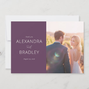 Joyful Purple Romantic Photo Thank You Card