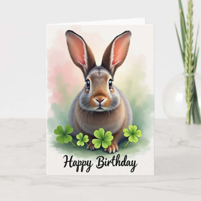Joyful Rabbit Birthday Card (Front)