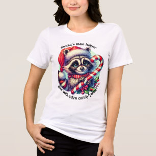 Joyful raccoon in Santa hat Tri-Blend Shirt