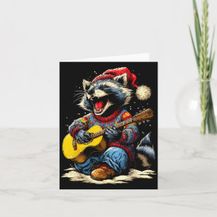 Joyful Raccoon Playing Guitar Animal Guitarist Chr Card