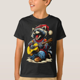Joyful Raccoon Playing Guitar Animal Guitarist Chr T-Shirt