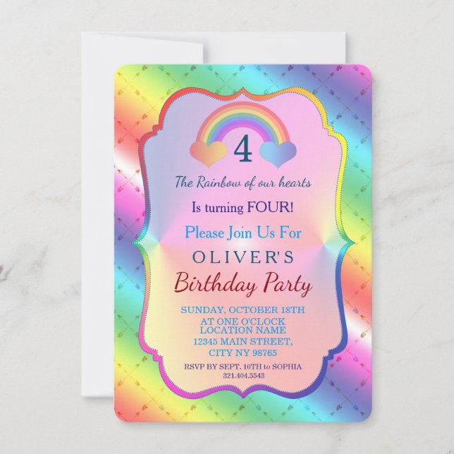 Joyful Rainbow Arrows GARY Invitation d'anniversai (Devant)