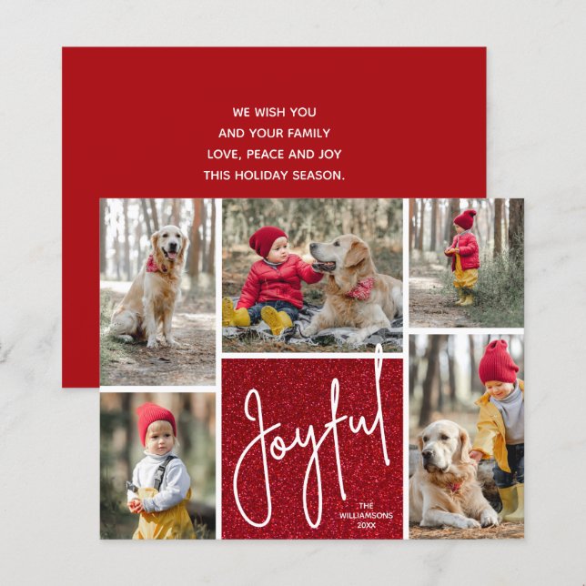 JOYFUL Red Budget Holiday Cards (Front/Back)