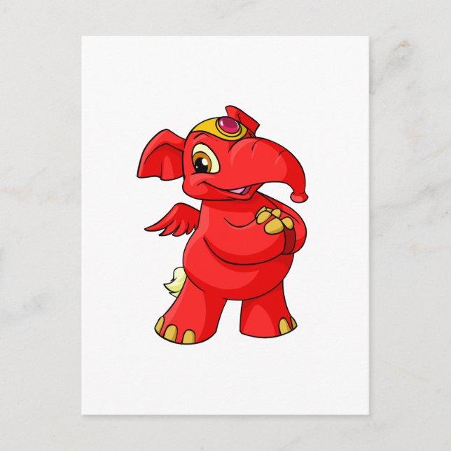 Joyful red Elephante Postcard (Front)