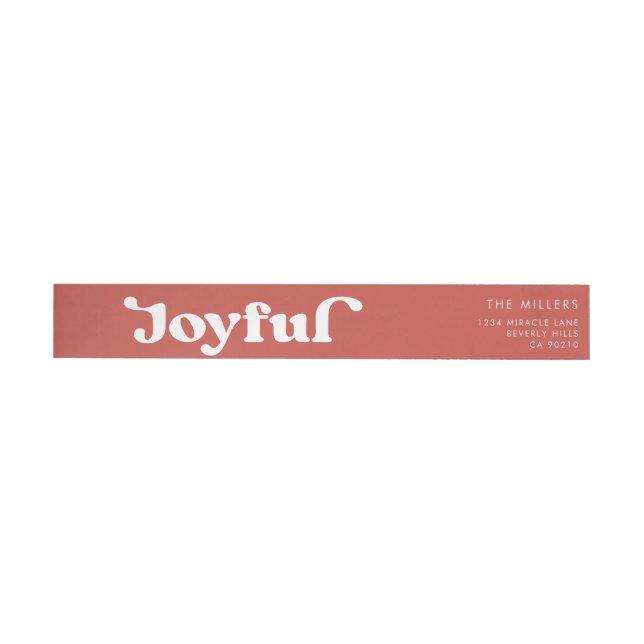 Joyful Red Retro Modern Typography Minimalist Wrap Around Label (Individual)