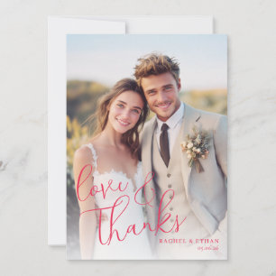 Joyful Red Romantic Photo Thank You Card