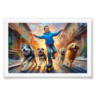 Joyful Roller Skating Adventure,  Photo Print