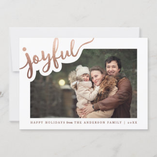 Joyful Rose Gold Foil | Happy Holidays Photo Card
