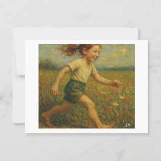 Joyful Run Through Wildflower Field,  Postcard