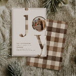 Joyful Rustic Brown Gingham Family Photo Christmas Holiday Card<br><div class="desc">Spread the love of the season with your loved ones and send a classy & retro style holiday greeting card. This design features a classic serif typography,  muted rustic colours and traditional gingham plaid.</div>