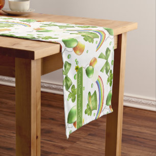 Joyful Saint Patrick's Day Watercolor Pattern Short Table Runner
