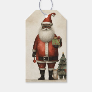 Joyful Santa: African American (4) Gift Tags