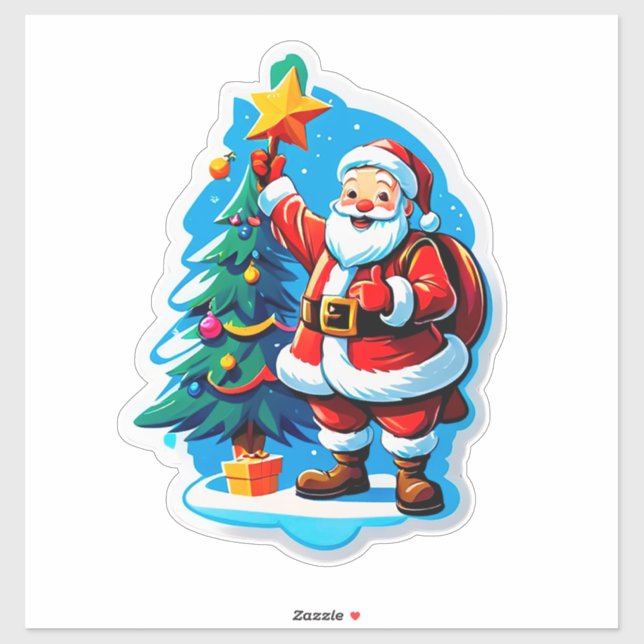 Joyful Santa Claus Holding a Small Christmas Tree (Sheet)
