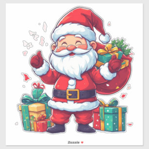 Joyful Santa Claus With Gifts And Sack