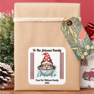 Joyful Santa in Festive Christmas Colours Square Sticker