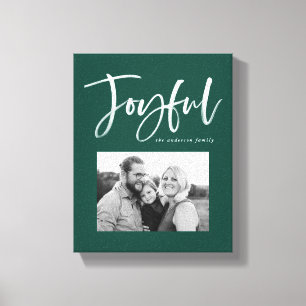 Joyful Script   Green Canvas Print