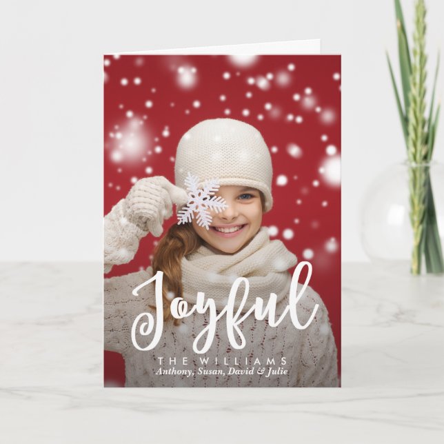 Joyful Script Modern Christmas | Holiday Photo (Front)