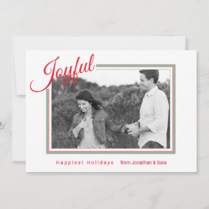 Joyful Script Modern Minimal Photo Christmas Holiday Card