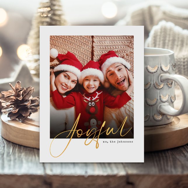 Joyful Script Photo Holiday Postcard (Creator Uploaded)