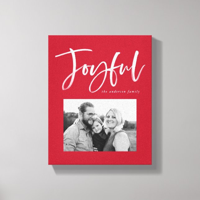 Joyful Script | Red Canvas Print (Front)
