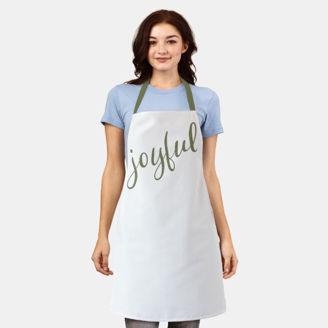 Joyful Script Simple Christmas Holiday Apron (Worn)