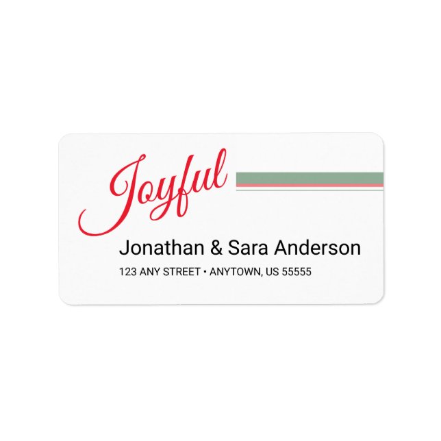 Joyful Script Typography Christmas Holiday  Label (Front)