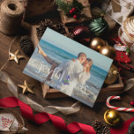 Joyful Seas Beach Nautical Christmas Holiday Card<br><div class="desc">Joyful seas warm weather Christmas with nautical anchor and holly. Photo template licensed via Pixabay under CC0 and must be replaced with your own photo</div>