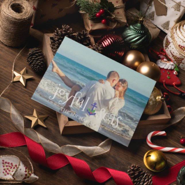 Joyful Seas Beach Nautical Christmas Holiday Card (Creator Uploaded)