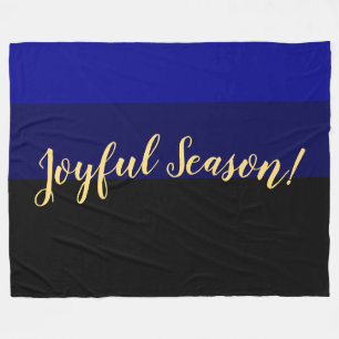 JOYFUL SEASON Monochromatic Blue Black Stripes Fleece Blanket