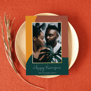 Joyful Shades Vertical Photo Kwanzaa Foil Holiday Card