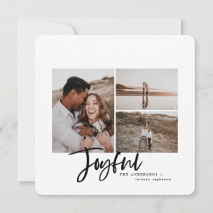 Joyful simple elegant multi photo christmas card